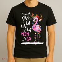 Christmas Fa-La-La Mingo Flamingo With Christmas Lights T-Shirt thumb 3