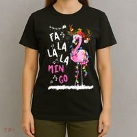 Christmas Fa-La-La Mingo Flamingo With Christmas Lights T-Shirt thumb 4