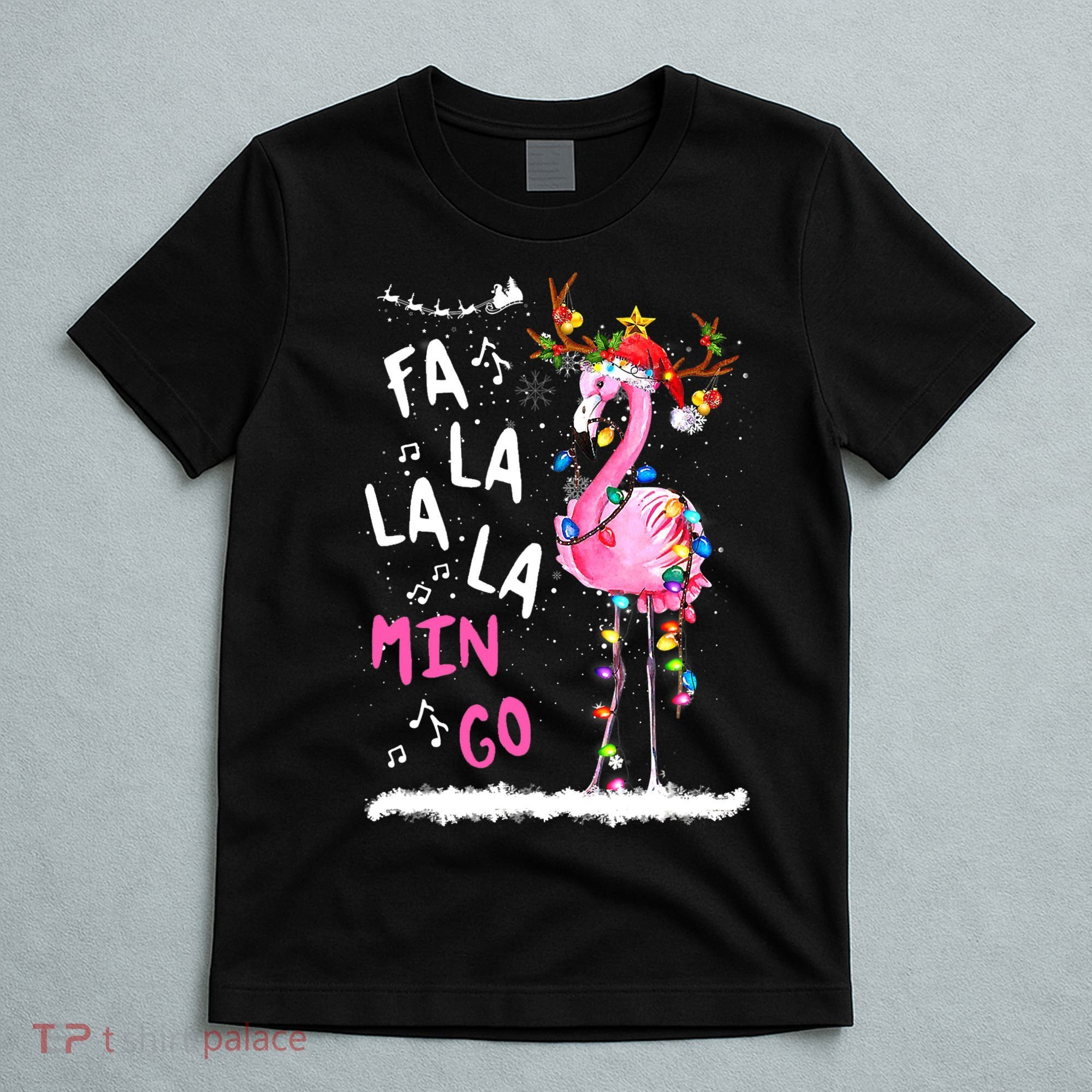 Christmas Fa-La-La Mingo Flamingo With Christmas Lights T-Shirt