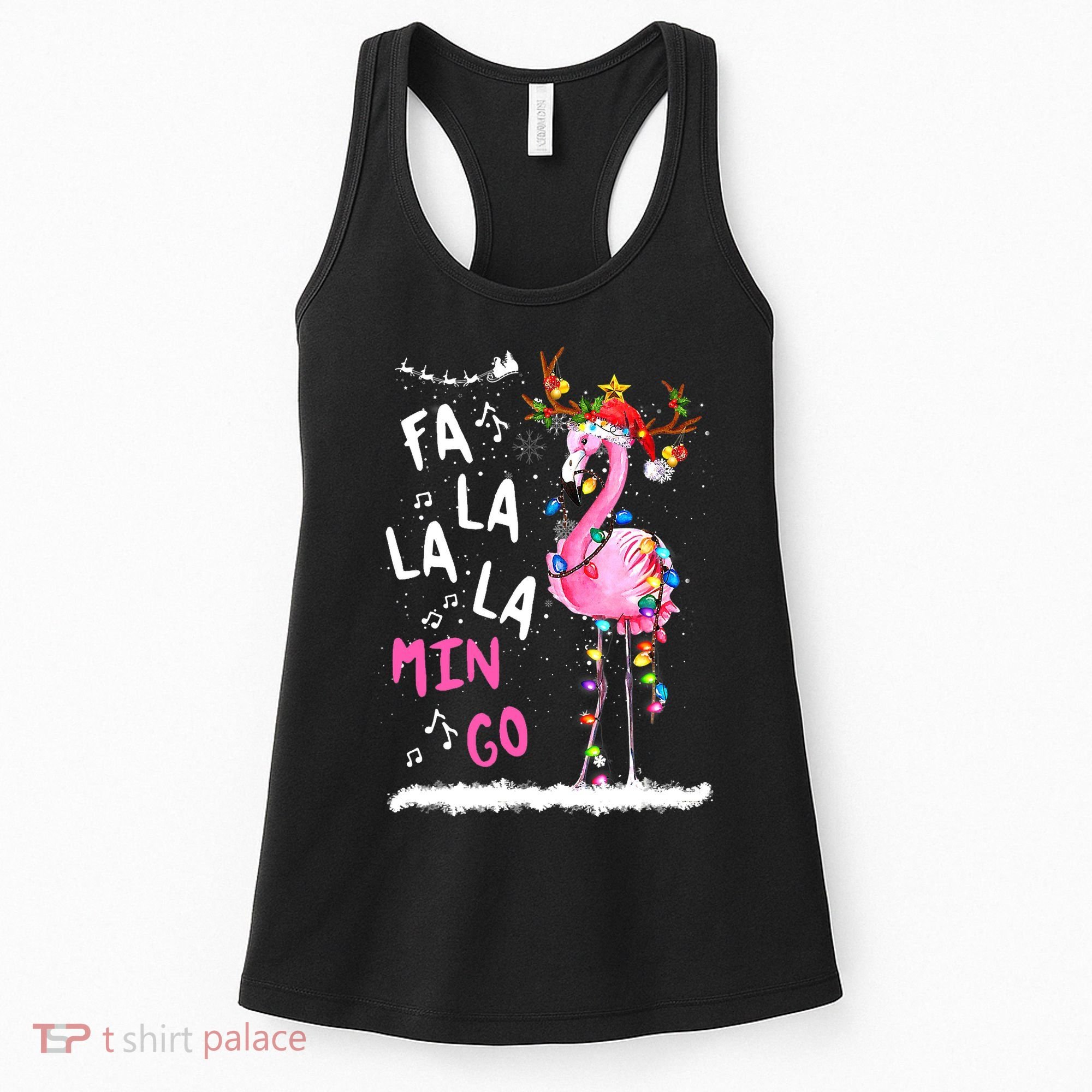 Christmas Fa-La-La Mingo Flamingo With Christmas Lights Women's Tank Top