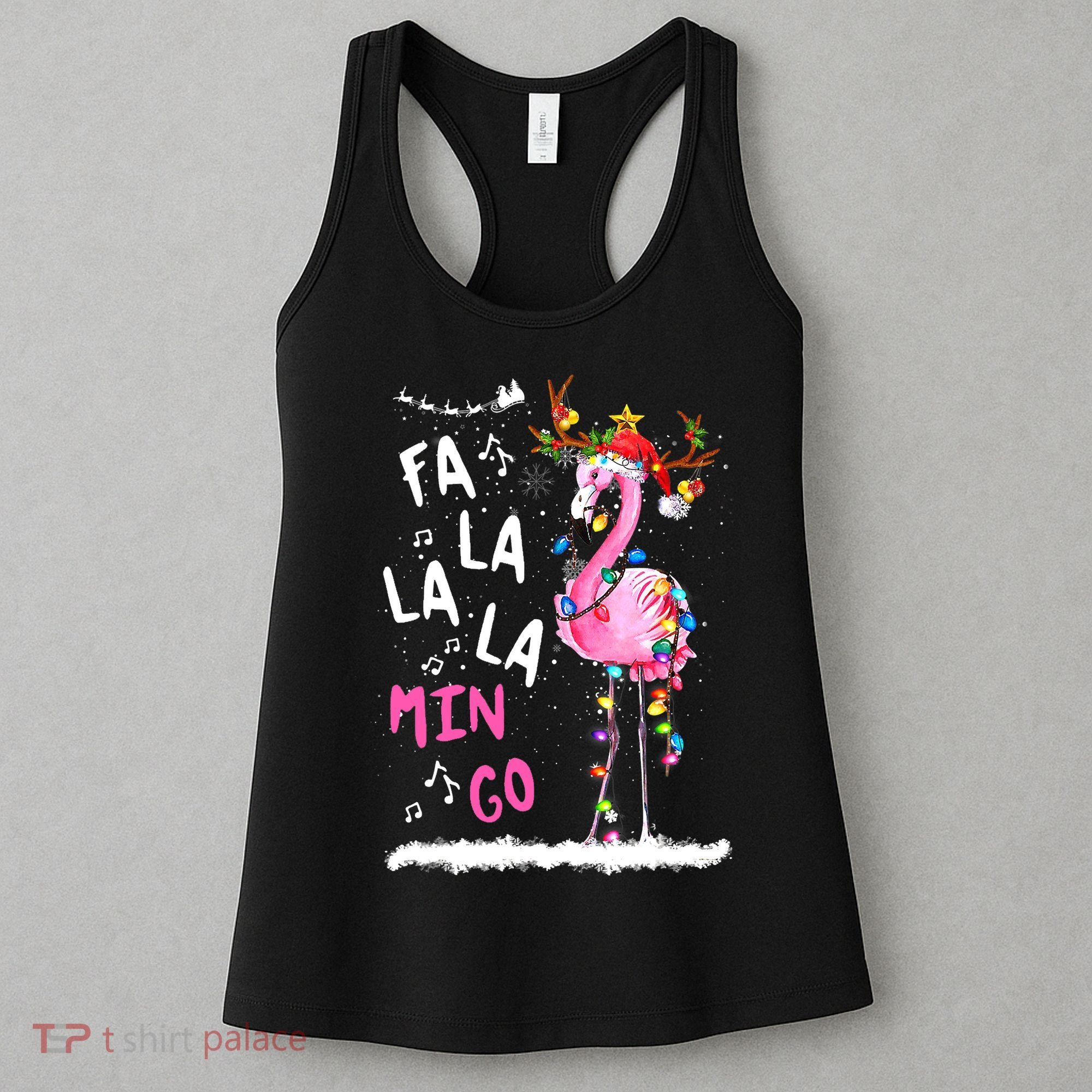 Christmas Fa-La-La Mingo Flamingo With Christmas Lights Women's Tank Top