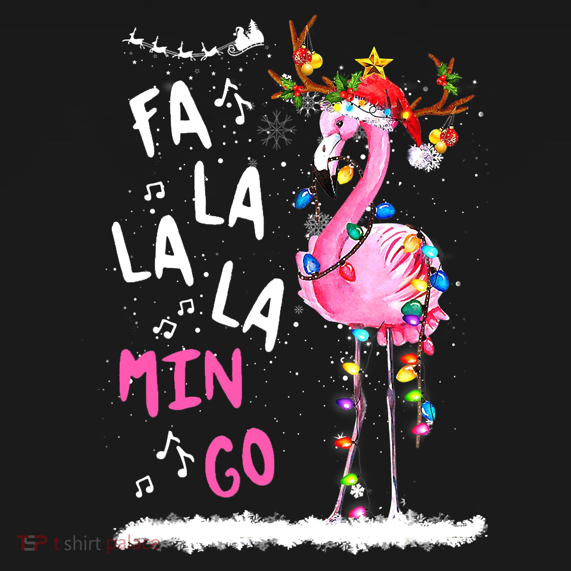 Christmas Fa-La-La Mingo Flamingo With Christmas Lights Toddler Hoodie
