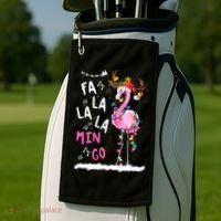 Christmas Fa-La-La Mingo Flamingo With Christmas Lights Golf Towel thumb 2