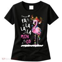 Christmas Fa-La-La Mingo Flamingo With Christmas Lights Women's T-Shirt thumb 0