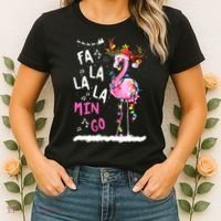 Christmas Fa-La-La Mingo Flamingo With Christmas Lights Women's T-Shirt thumb 2