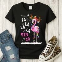Christmas Fa-La-La Mingo Flamingo With Christmas Lights Women's T-Shirt thumb 3
