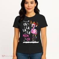 Christmas Fa-La-La Mingo Flamingo With Christmas Lights Women's T-Shirt thumb 4