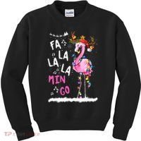 Christmas Fa-La-La Mingo Flamingo With Christmas Lights Kids Sweatshirt thumb 0