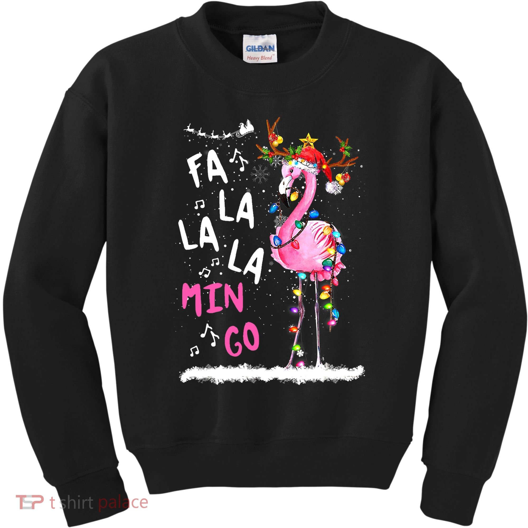 Christmas Fa-La-La Mingo Flamingo With Christmas Lights Kids Sweatshirt