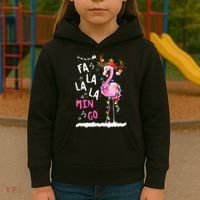 Christmas Fa-La-La Mingo Flamingo With Christmas Lights Kids Hoodie thumb 3