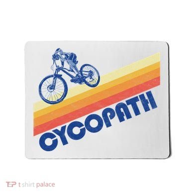 Cycopath! Funny Mountain Biking Vintage Retro 80s Mousepad