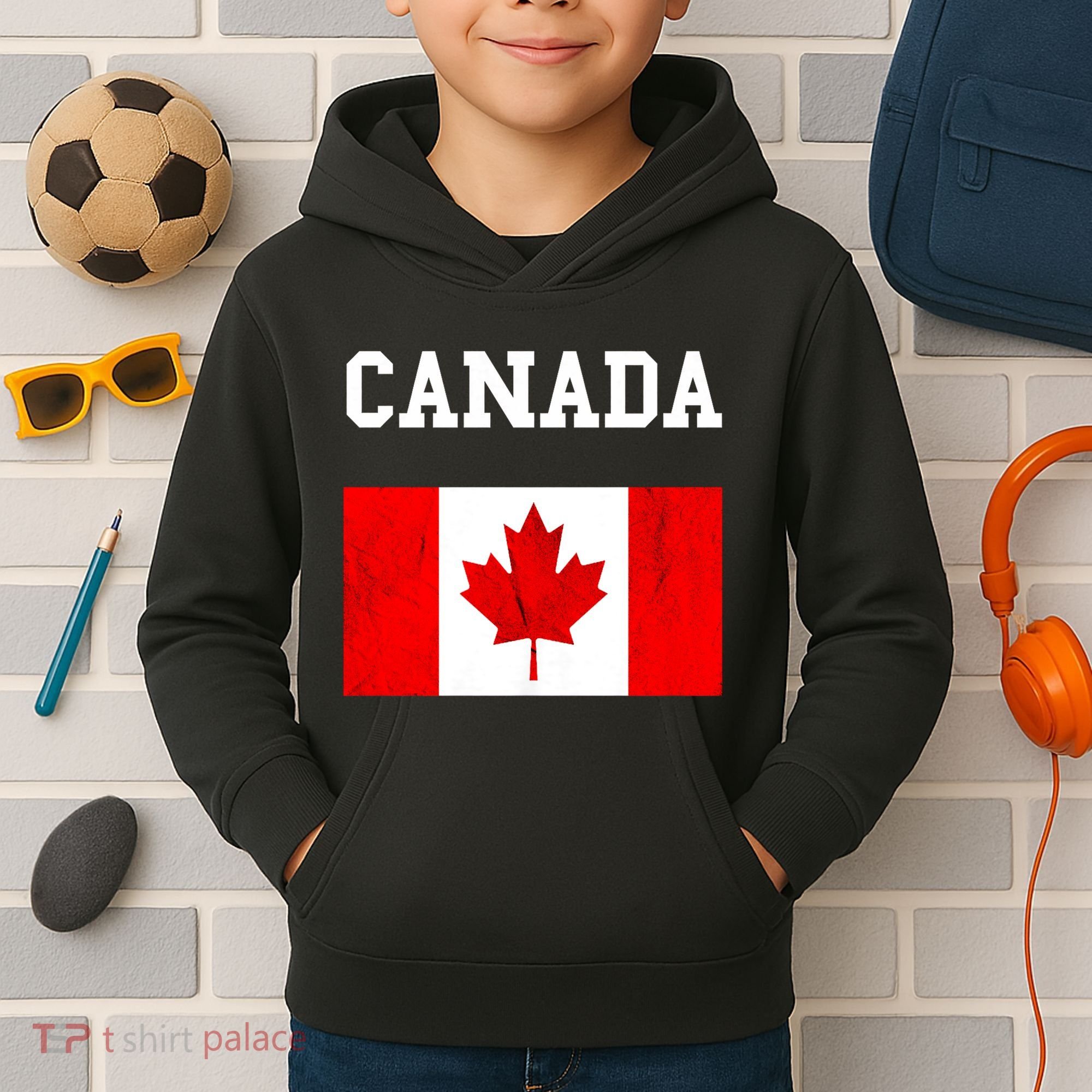 Canadian Flag Maple Leaf Canadian Flag Kids Hoodie