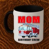 Cute Funny Mom Birthday Crew Firetruck Coffee Mug thumb 2