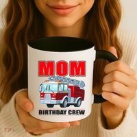 Cute Funny Mom Birthday Crew Firetruck Coffee Mug thumb 3