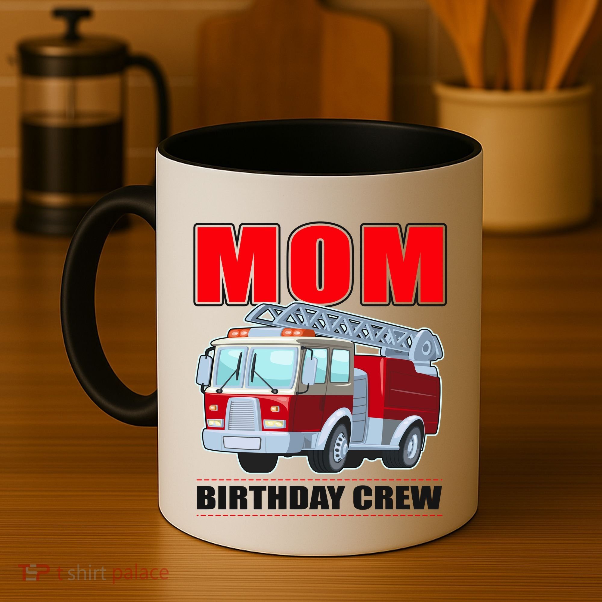 Cute Funny Mom Birthday Crew Firetruck Coffee Mug