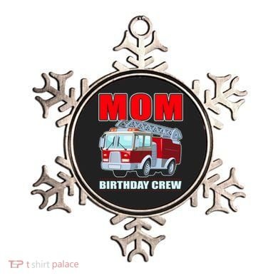 Cute Funny Mom Birthday Crew Firetruck Ornament