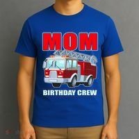 Cute Funny Mom Birthday Crew Firetruck T-Shirt thumb 3