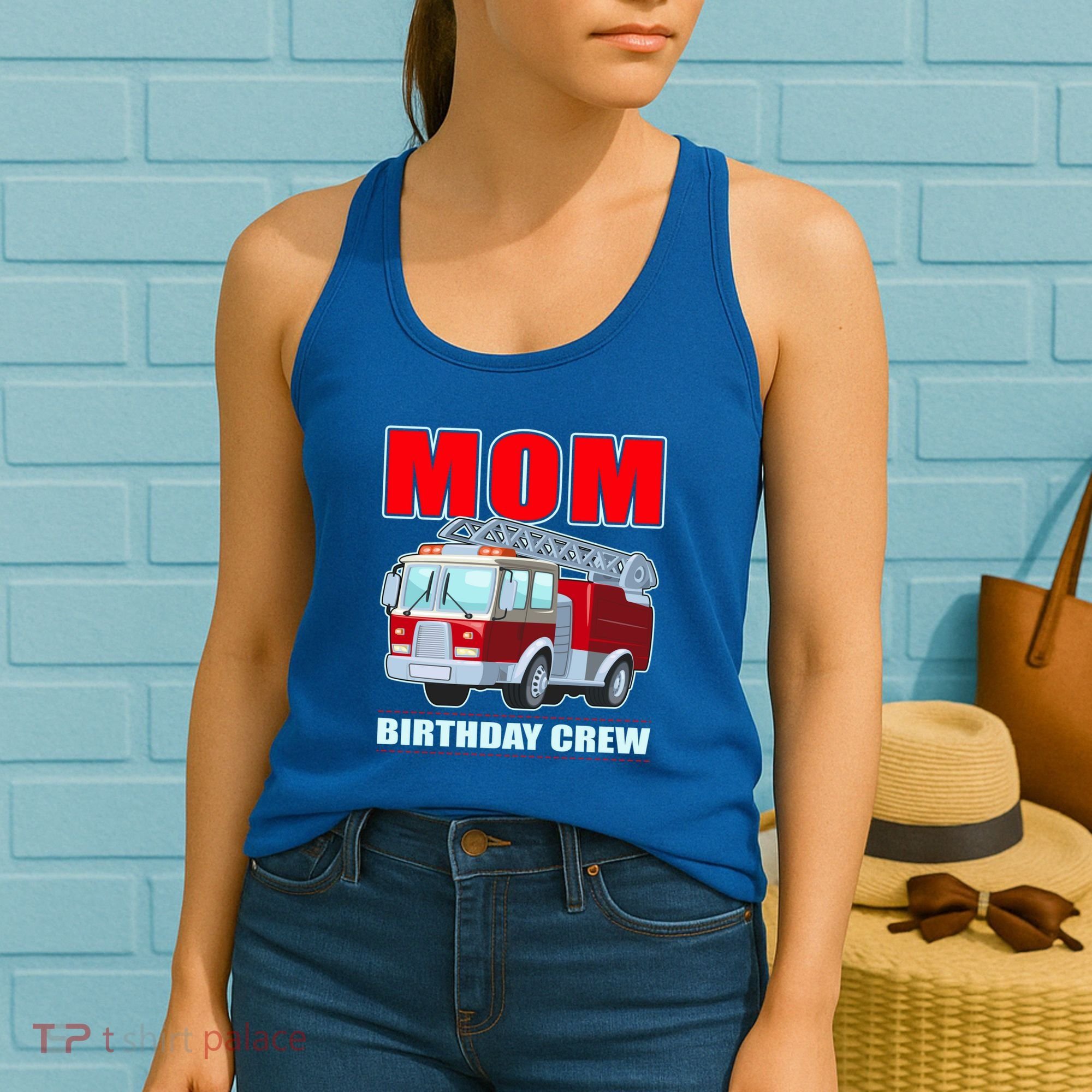 Cute Funny Mom Birthday Crew Firetruck Women's Tank Top