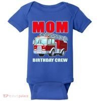 Cute Funny Mom Birthday Crew Firetruck Baby Bodysuit thumb 0