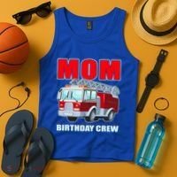 Cute Funny Mom Birthday Crew Firetruck Tank Top thumb 4