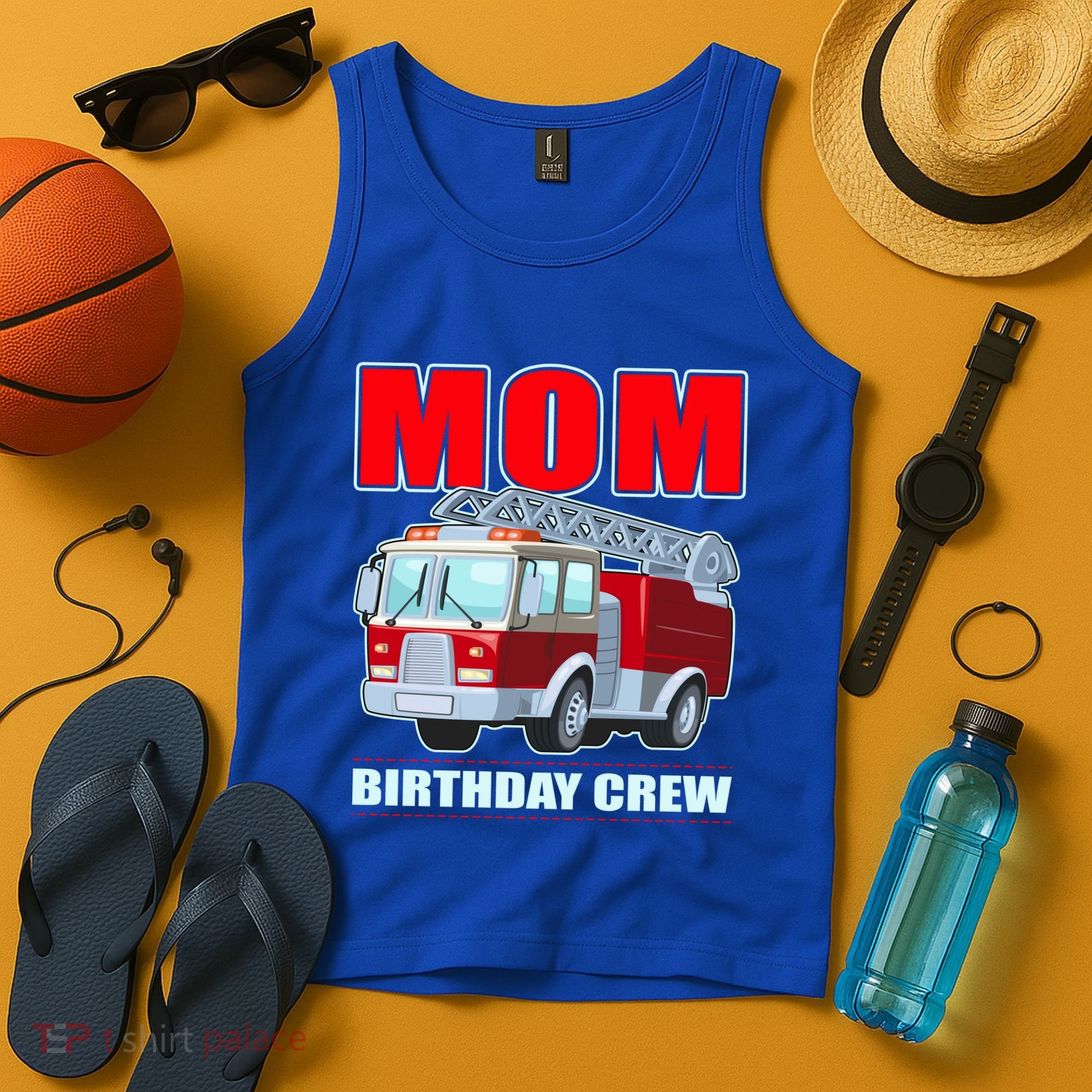 Cute Funny Mom Birthday Crew Firetruck Tank Top