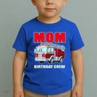 Cute Funny Mom Birthday Crew Firetruck Toddler T-Shirt thumb 2