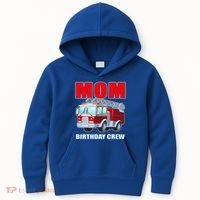 Cute Funny Mom Birthday Crew Firetruck Kids Hoodie thumb 0
