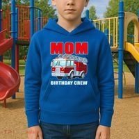 Cute Funny Mom Birthday Crew Firetruck Kids Hoodie thumb 2