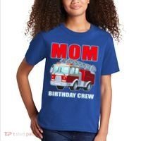 Cute Funny Mom Birthday Crew Firetruck Kids T-Shirt thumb 2