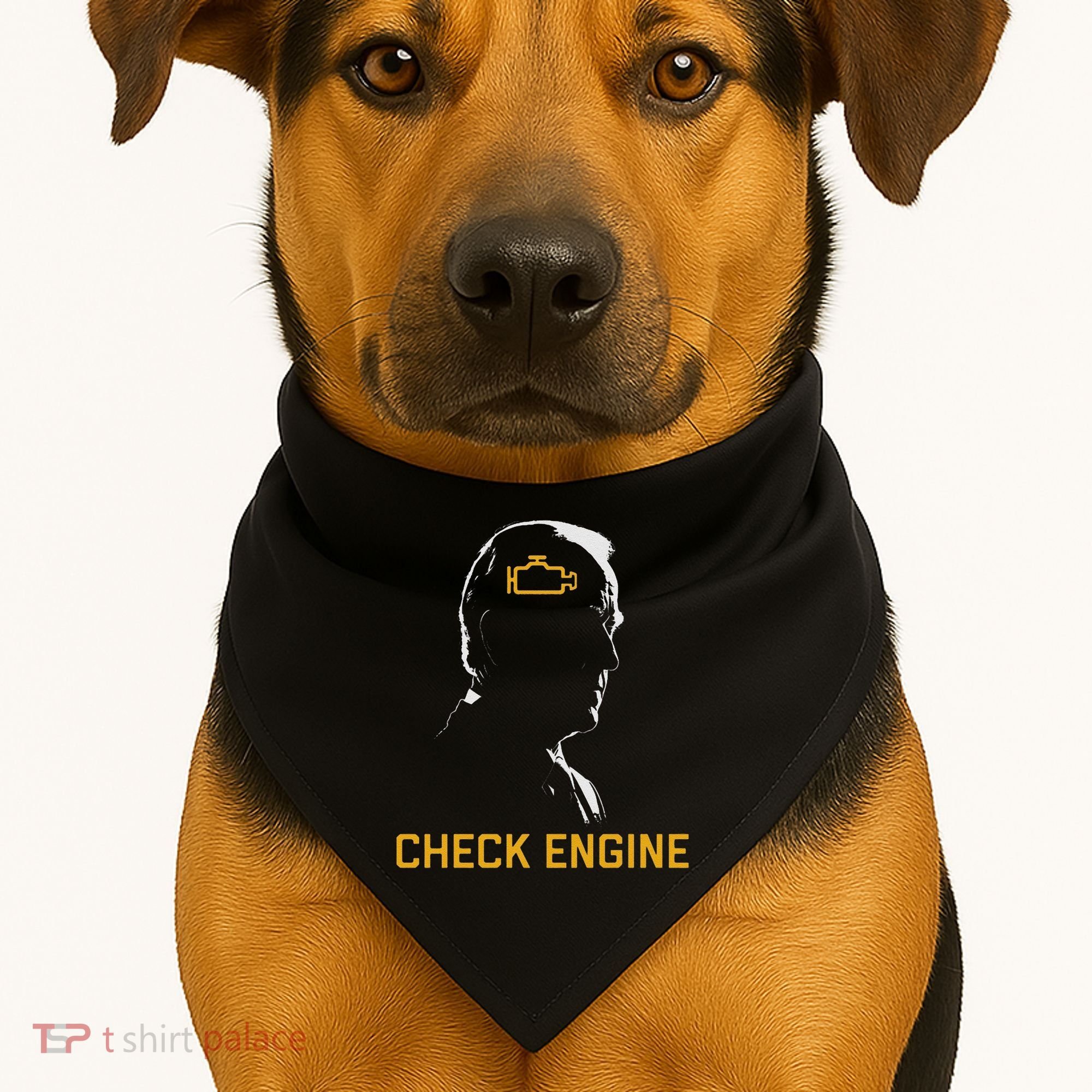 Cute Funny Meme Biden Check Engine Light Anti Biden USA-Made Doggie Bandana
