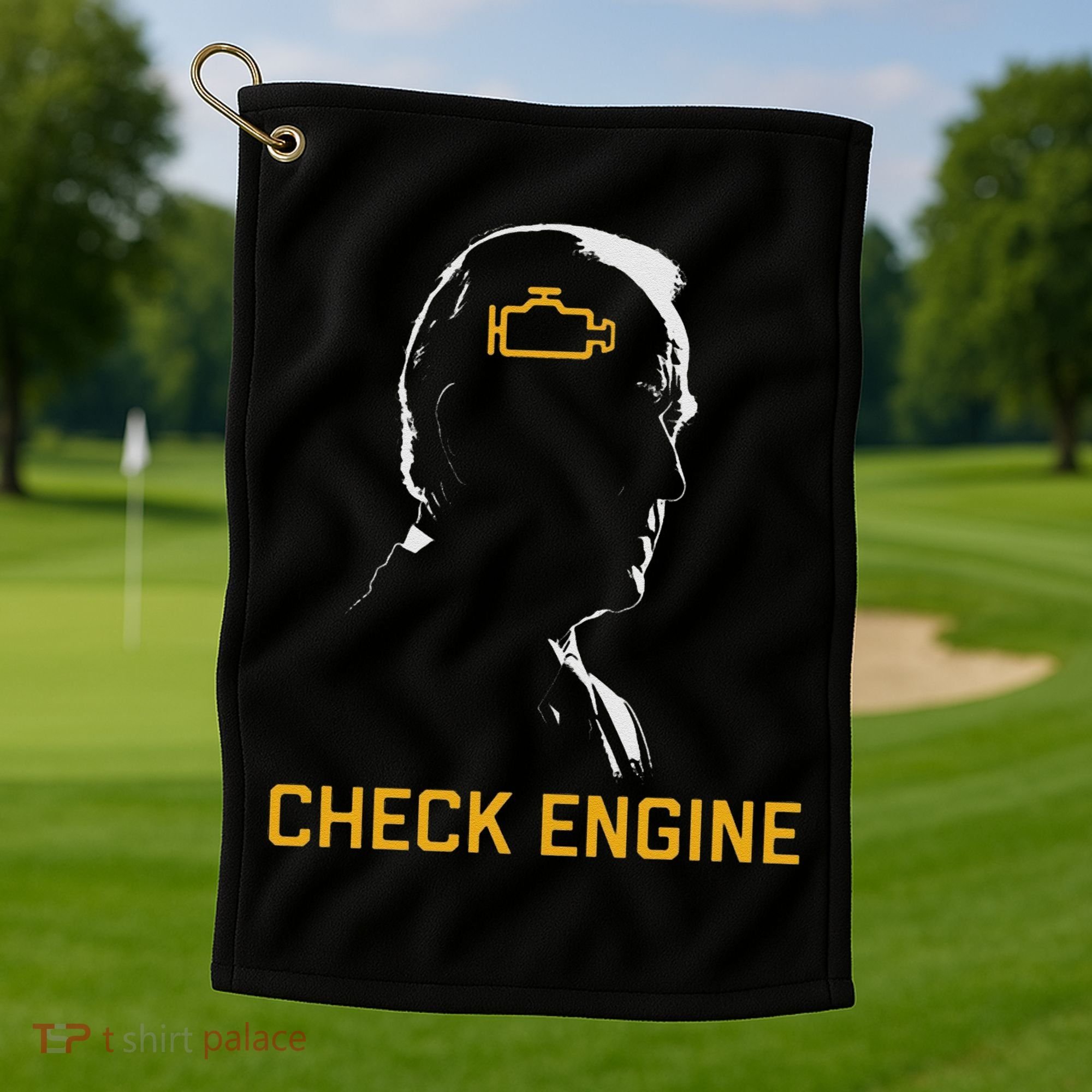 Cute Funny Meme Biden Check Engine Light Anti Biden Golf Towel