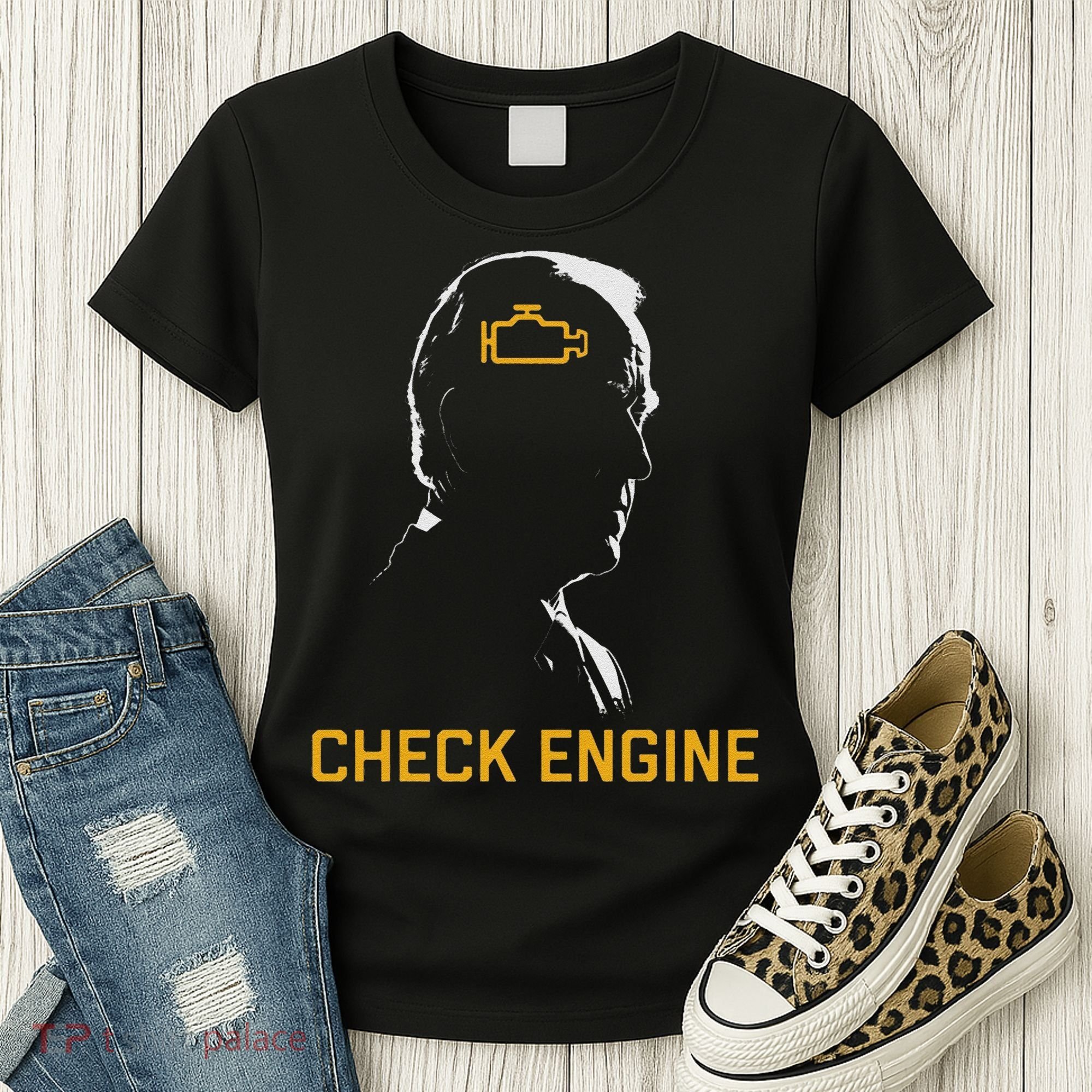 Cute Funny Meme Biden Check Engine Light Anti Biden Women's T-Shirt