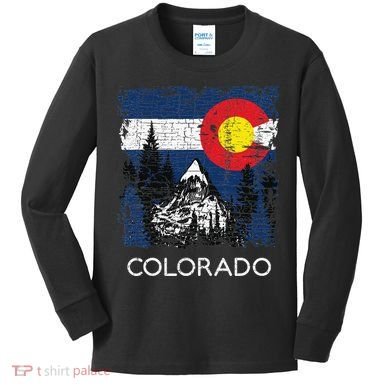 Colorado Flag Mountain Kids Long Sleeve Shirt