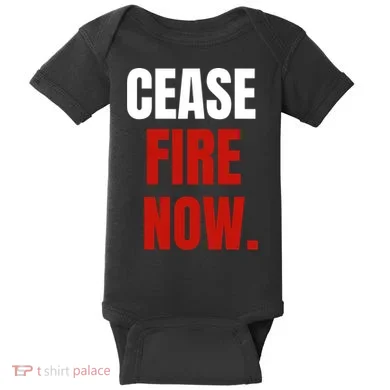 Cease Fire Now. Baby Bodysuit