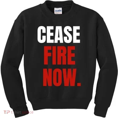 Cease Fire Now. Kids Sweatshirt