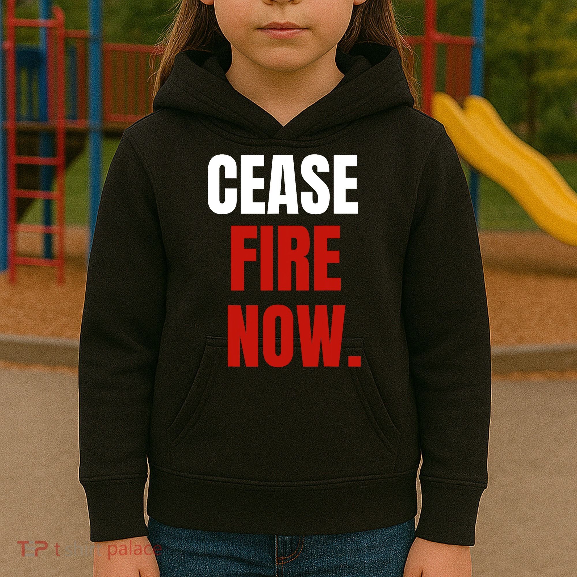 Cease Fire Now. Kids Hoodie