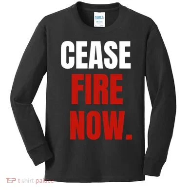 Cease Fire Now. Kids Long Sleeve Shirt