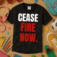 Cease Fire Now. Kids T-Shirt thumb 3