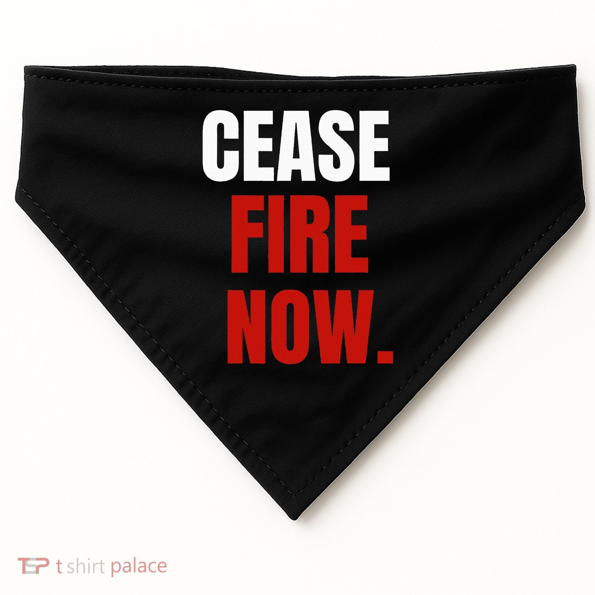 Cease fire Now. USA-Made Doggie Bandana