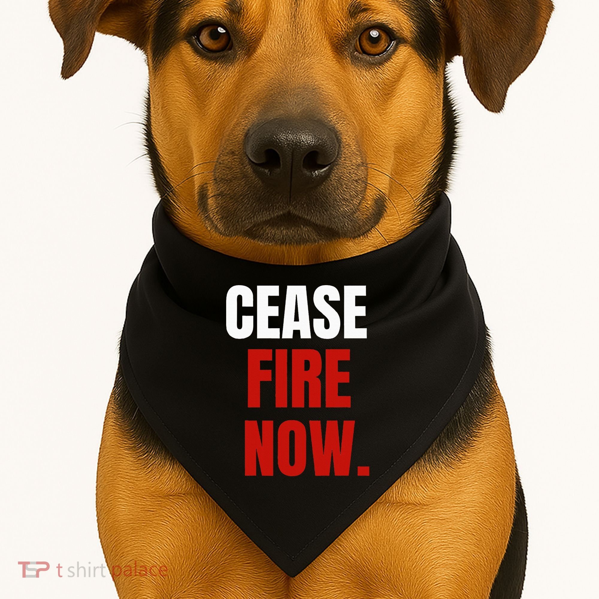 Cease fire Now. USA-Made Doggie Bandana