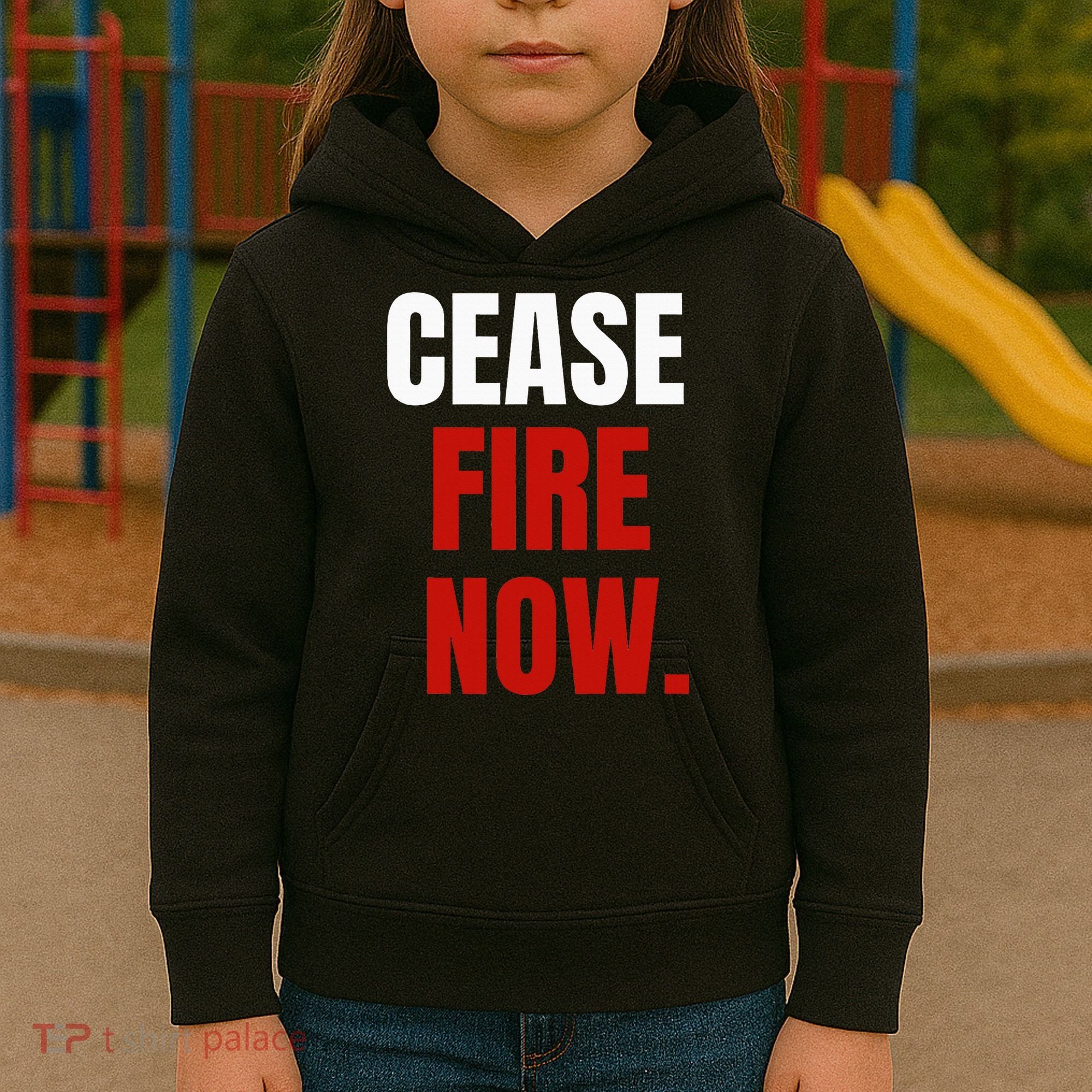 Cease fire Now. Kids Hoodie