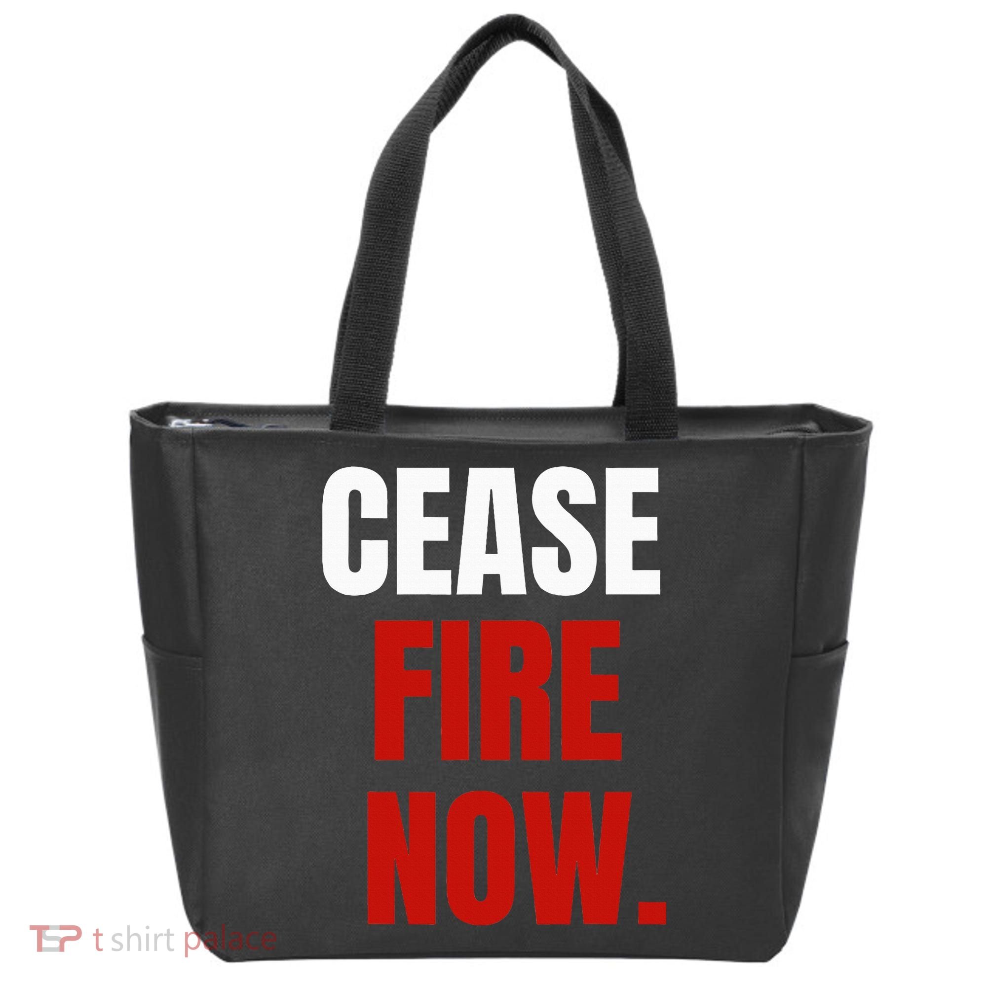 Cease fire Now. Tote Bag