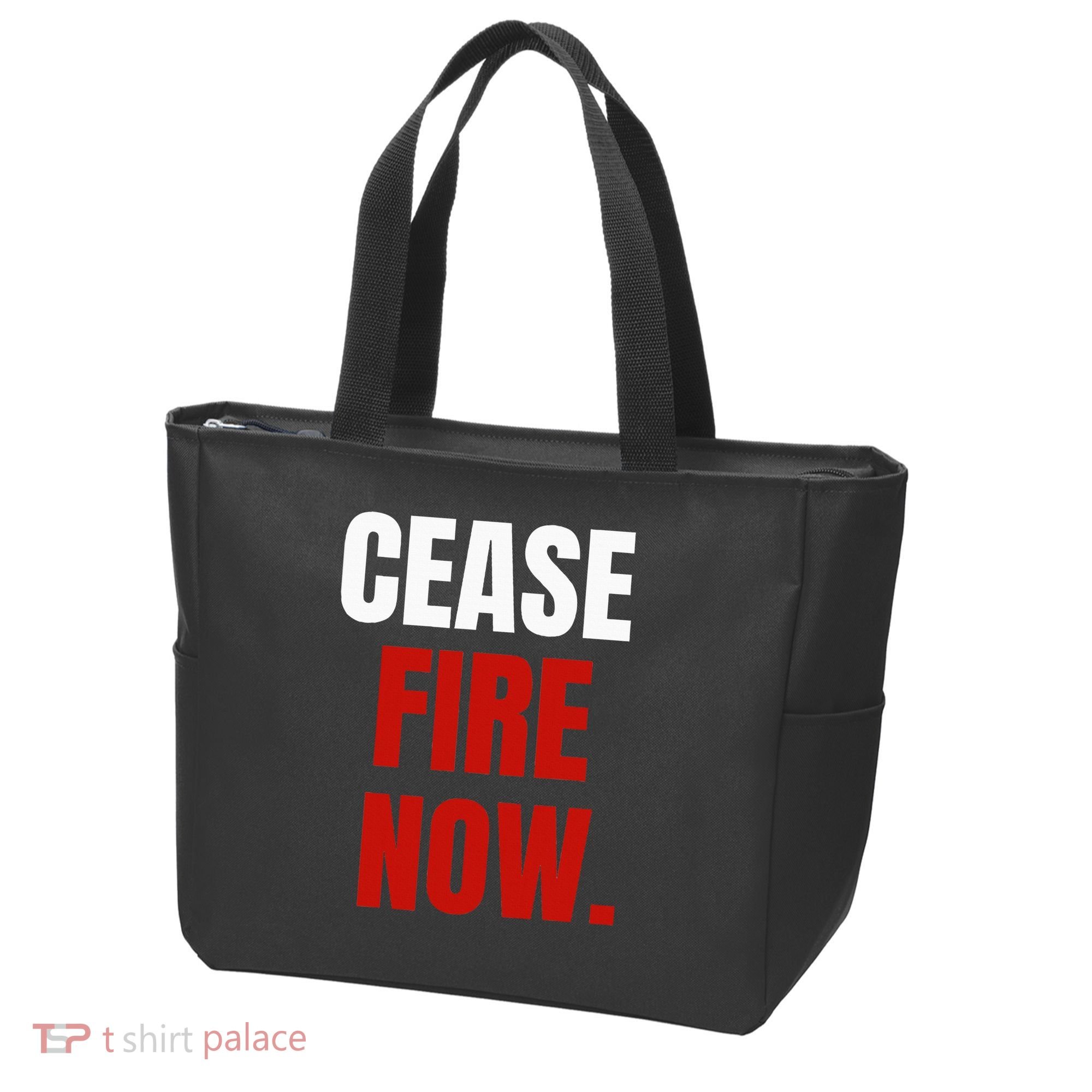 Cease fire Now. Tote Bag