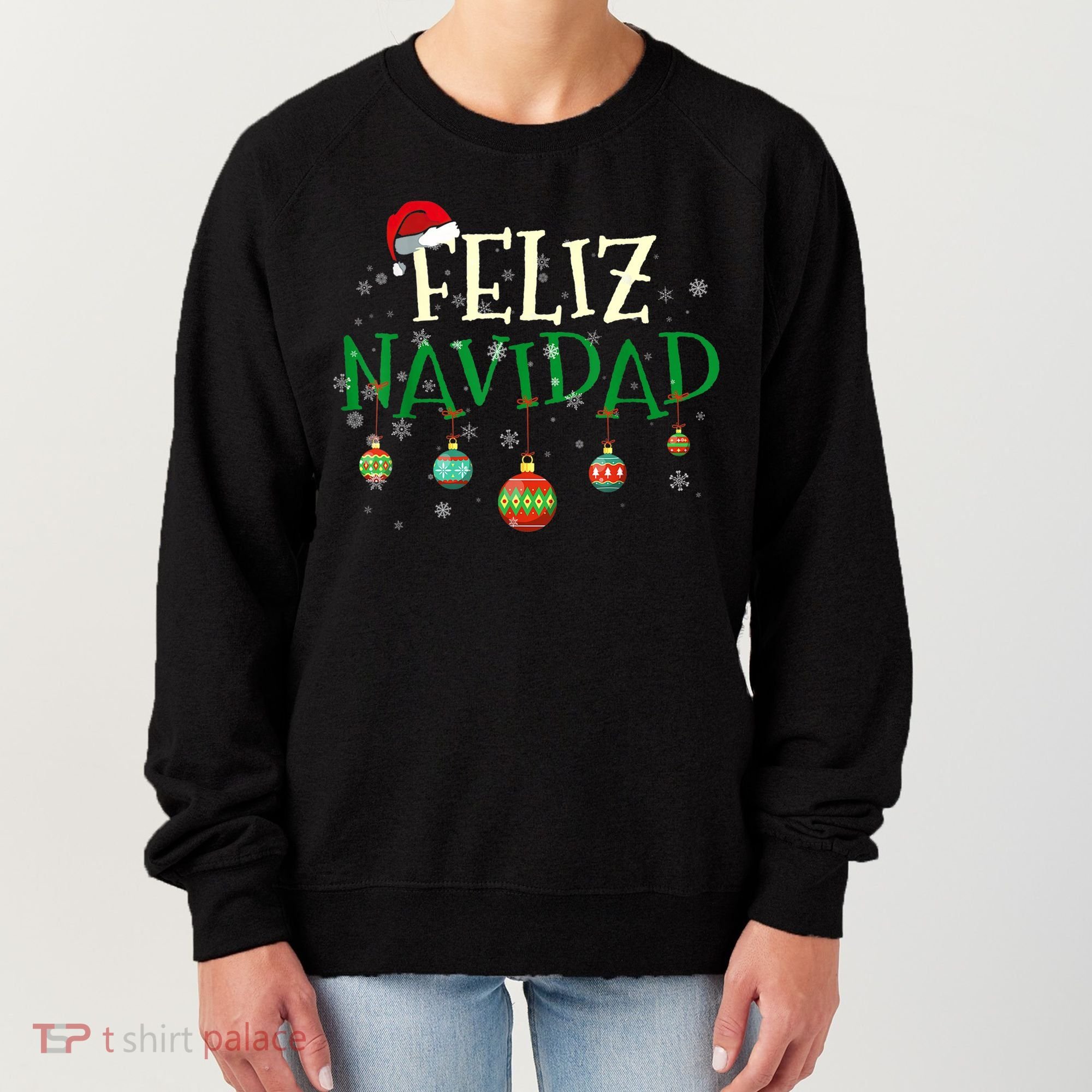 Christmas Feliz Navidad Santa Hat TShirt Women's Sweatshirt