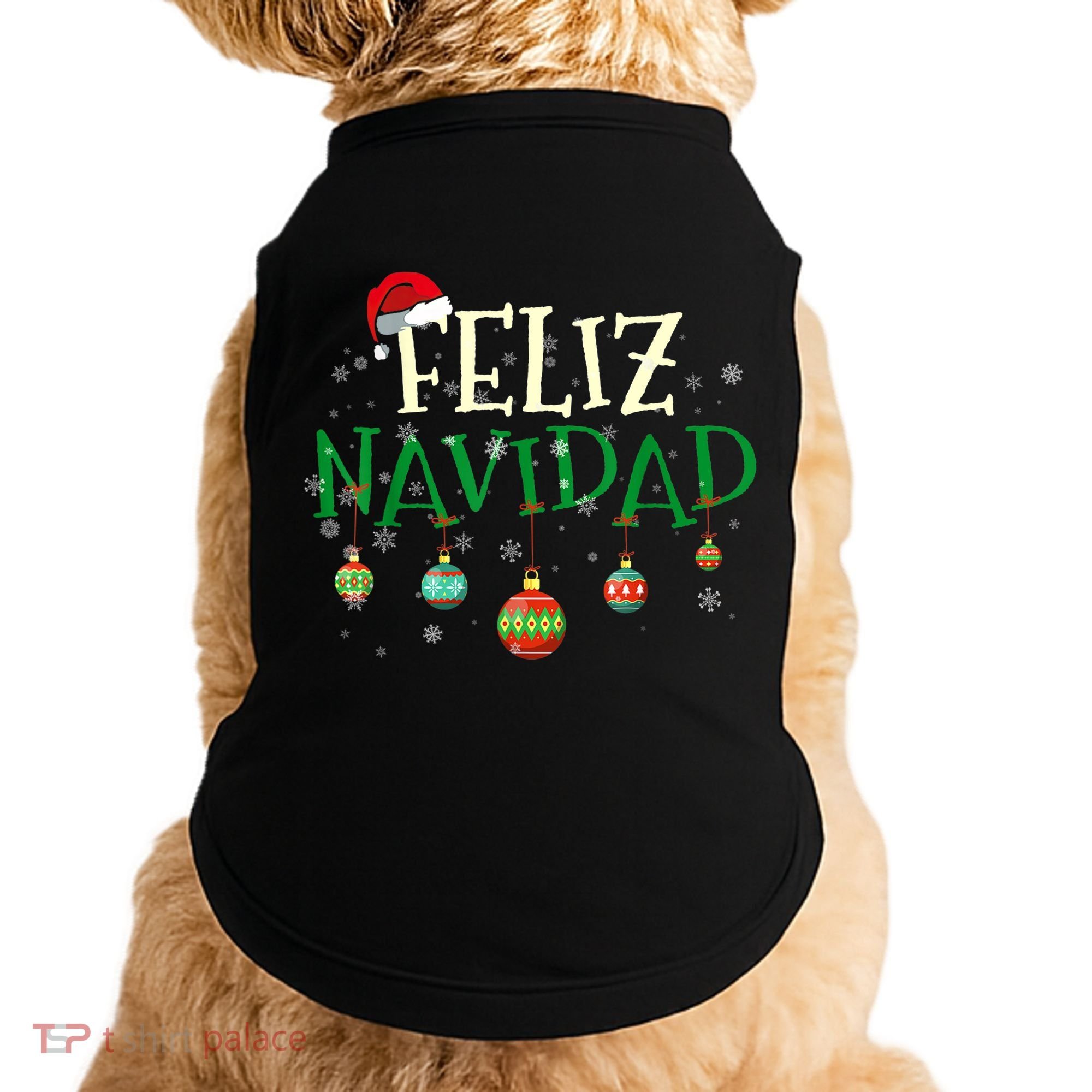 Christmas Feliz Navidad Santa Hat TShirt Doggie Tank
