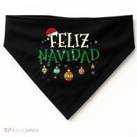 Christmas Feliz Navidad Santa Hat TShirt USA-Made Doggie Bandana thumb 0