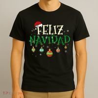 Christmas Feliz Navidad Santa Hat TShirt T-Shirt thumb 3