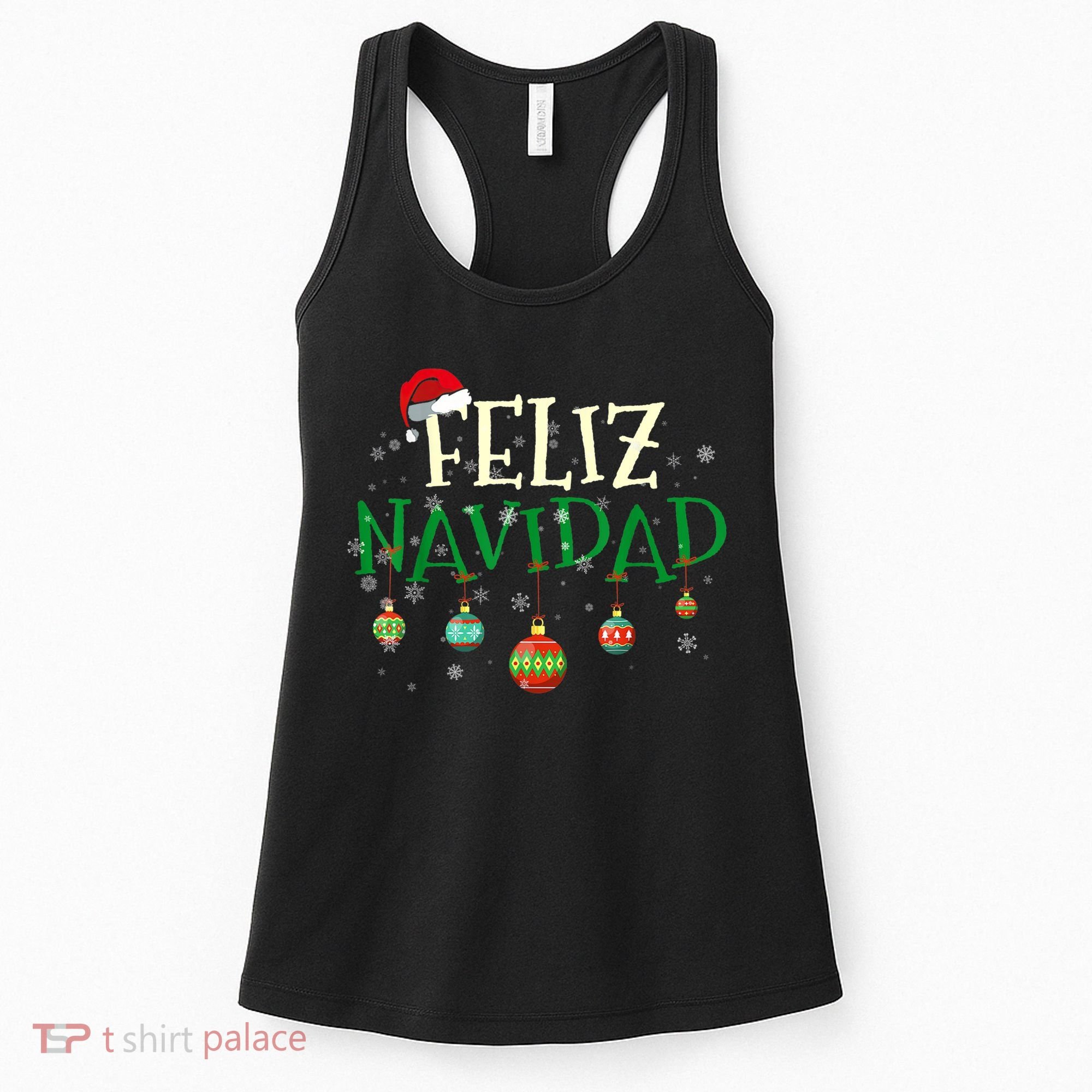 Christmas Feliz Navidad Santa Hat TShirt Women's Tank Top