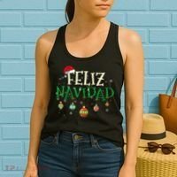 Christmas Feliz Navidad Santa Hat TShirt Women's Tank Top thumb 2