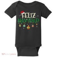 Christmas Feliz Navidad Santa Hat TShirt Baby Bodysuit thumb 0